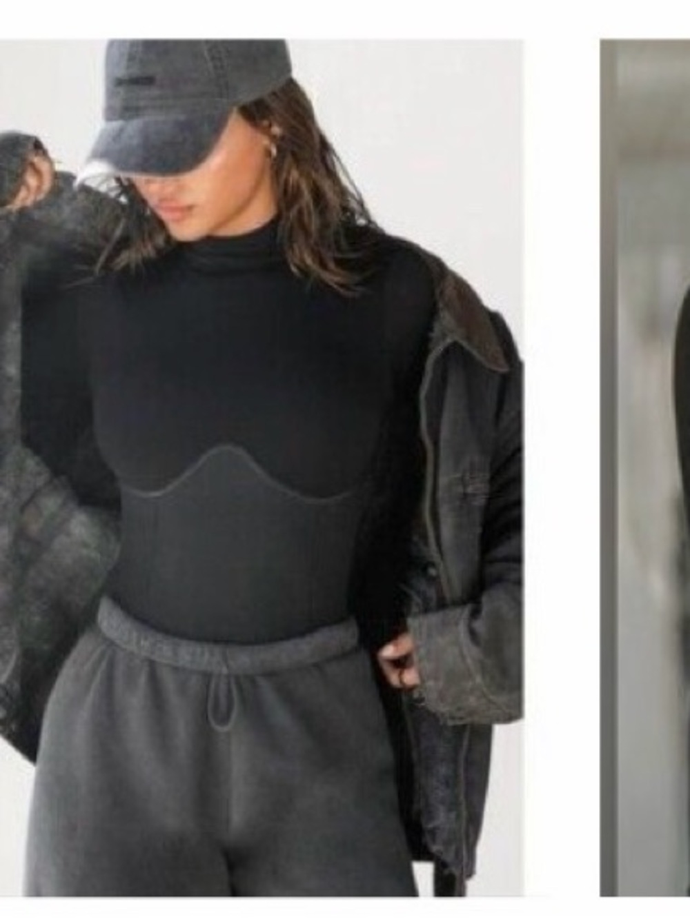 Josh Brown Black Women's Long Sleeve Mock Neck Corset Sweater